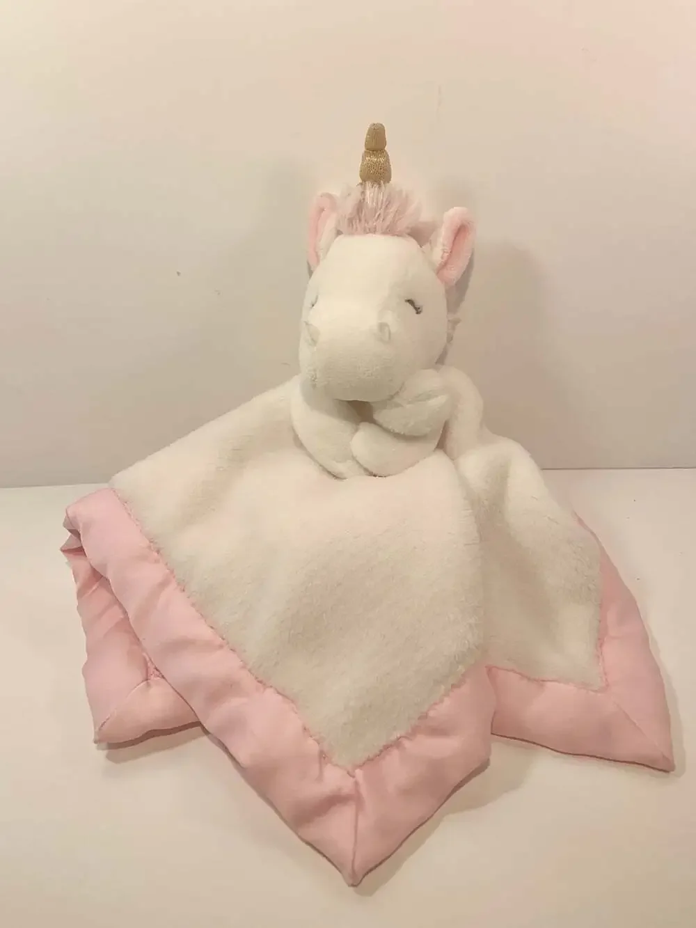 Carter's Unicorn white and pink satin lovey lovie